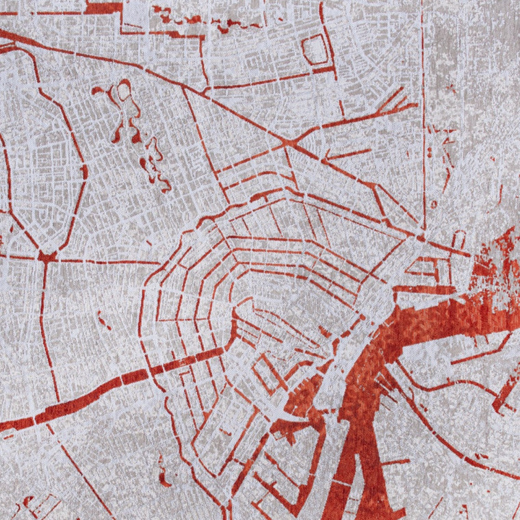 6' X 8' Red and White Abstract Non Skid Area Rug