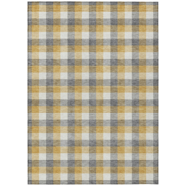 3' X 5' Gray Tan And Beige Plaid Washable Indoor Outdoor Area Rug