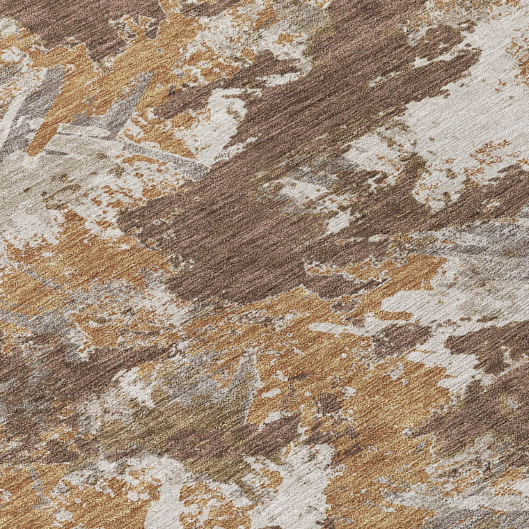 5' X 8' Brown Beige And Gray Floral Washable Indoor Outdoor Area Rug