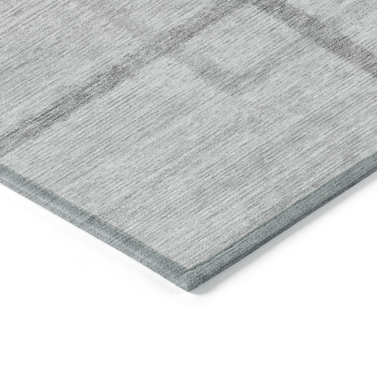 5' X 8' Gray Charcoal And Silver Geometric Washable Indoor Outdoor Area Rug Transitional Style - Gray, Charcoal, Silver Color
