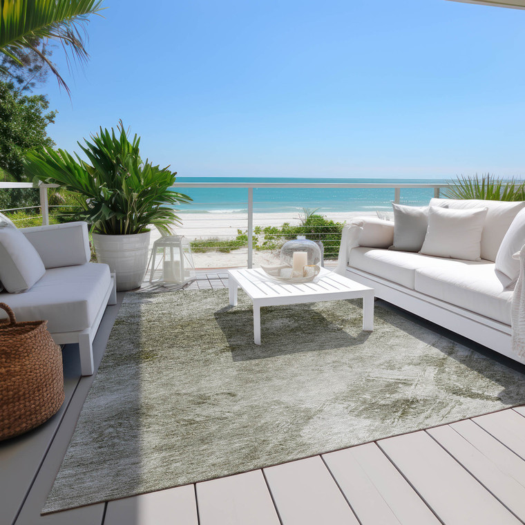 5' X 8' Taupe Beige And Brown Abstract Washable Indoor Outdoor Area Rug