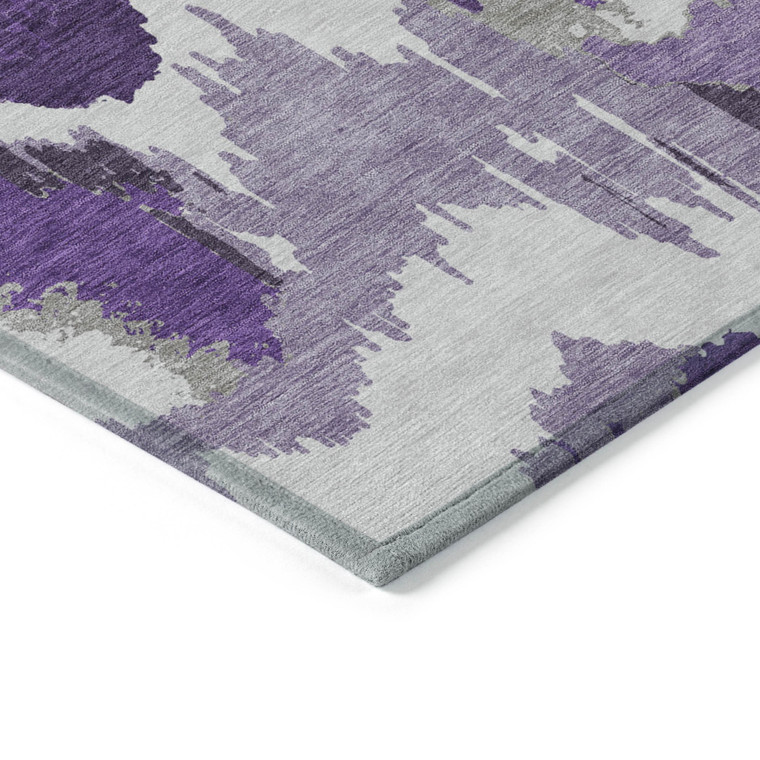 3' X 5' Purple Lavender And Gray Abstract Washable Indoor Outdoor Area Rug Transitional Style - Purple, Lavender, Gray Color