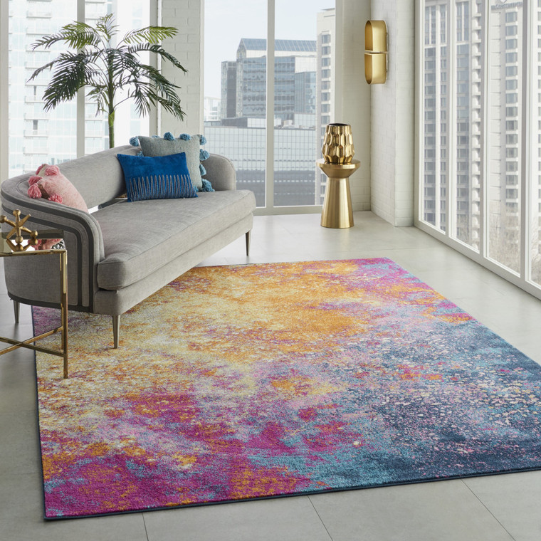 6' X 9' Blue Abstract Power Loom Area Rug