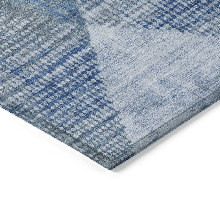 3' X 5' Blue And Gray Geometric Washable Indoor Outdoor Area Rug