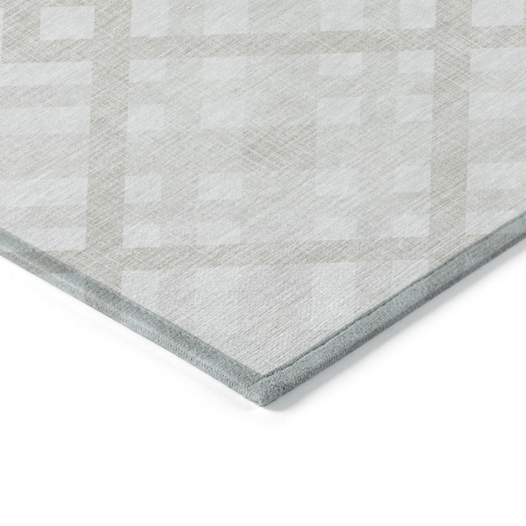 5' X 8' Ivory Beige And Tan Geometric Washable Indoor Outdoor Area Rug