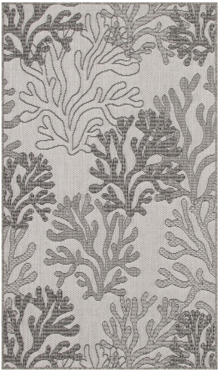 3' X 5' Gray Black And Ivory Nautical Indoor Outdoor Area Rug