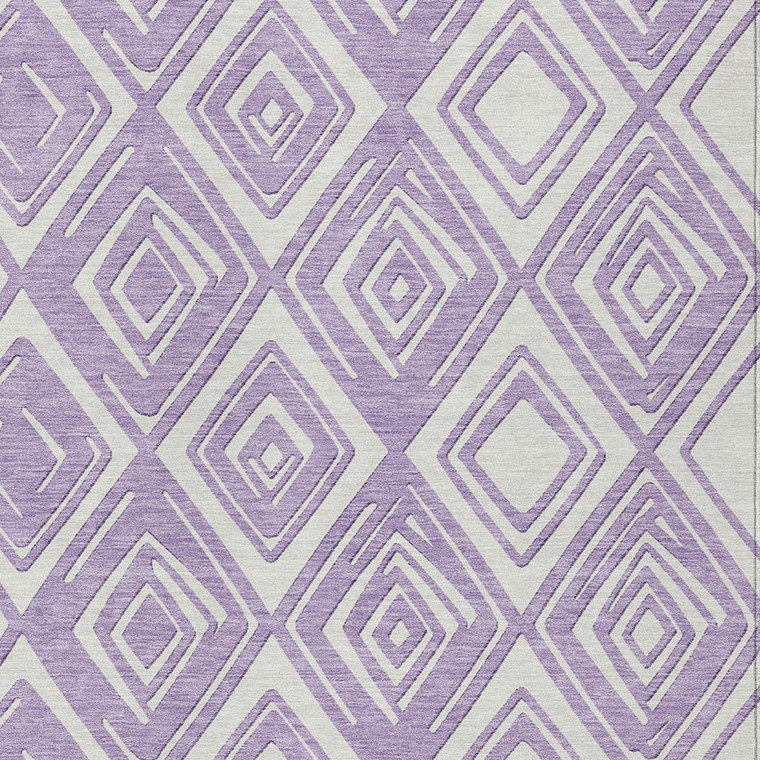 3' X 5' Lavender And Ivory Geometric Washable Indoor Outdoor Area Rug - 608219270360