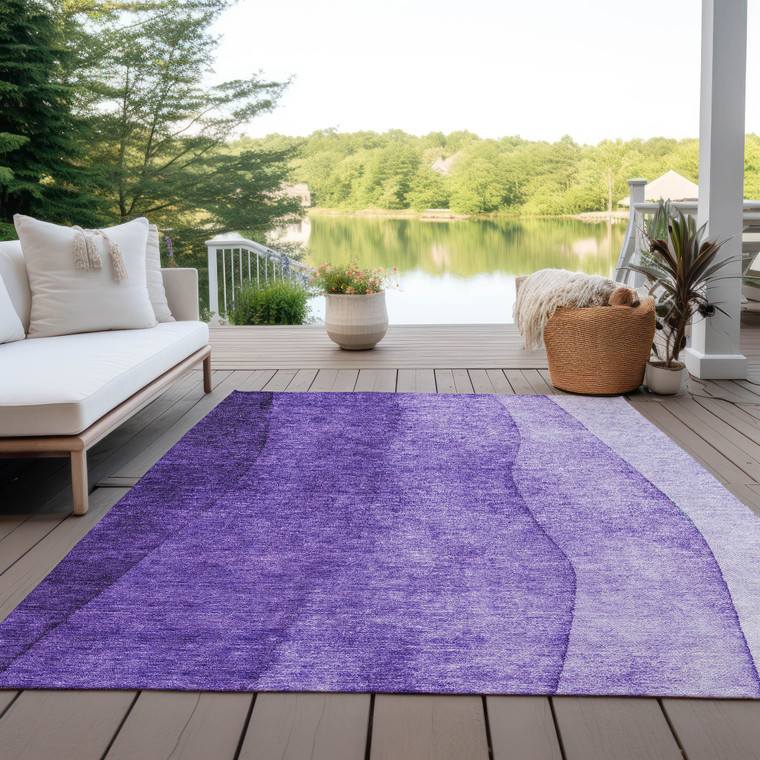 3' X 5' Purple Lilac And Lavender Ombre Washable Indoor Outdoor Area Rug