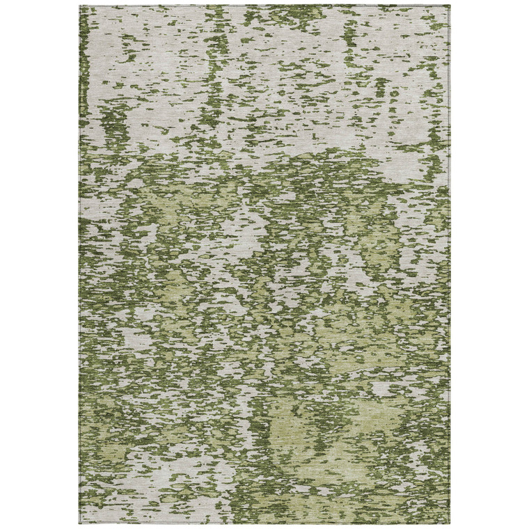 3' X 5' Olive Green And Ivory Abstract Washable Indoor Outdoor Area Rug Transitional Style - Olive Green, Ivory Color