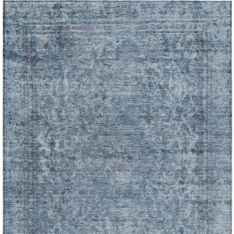 5' X 8' Blue And Beige Abstract Washable Indoor Outdoor Area Rug