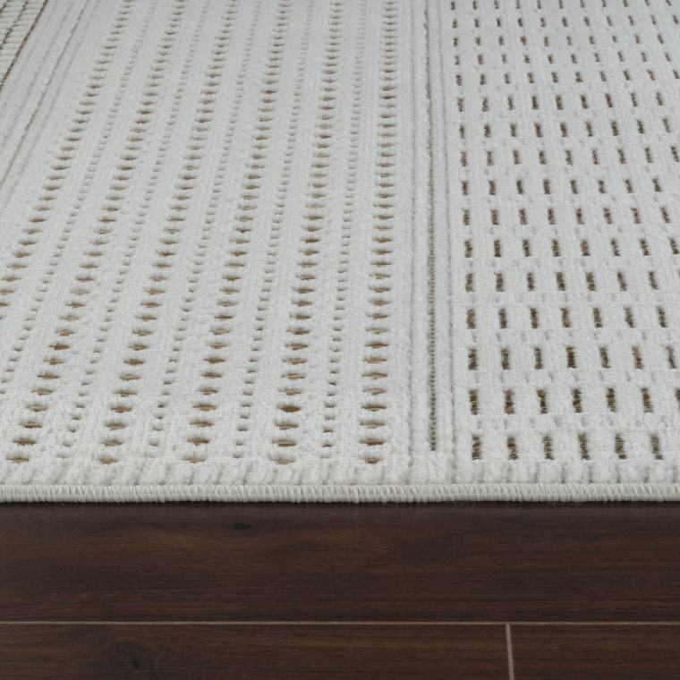 4' X 6' Beige and Brown Geometric Distressed Indoor Outdoor Area Rug - 608219217884