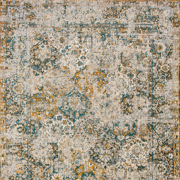 6' X 8' Blue and Green Abstract Non Skid Area Rug 100% PET