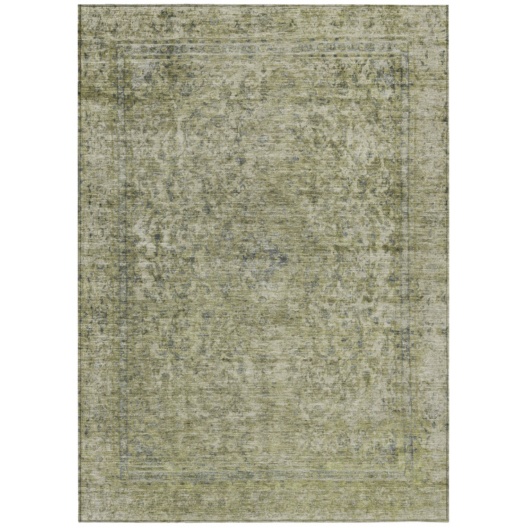 3' X 5' Sage And Beige Abstract Washable Indoor Outdoor Area Rug