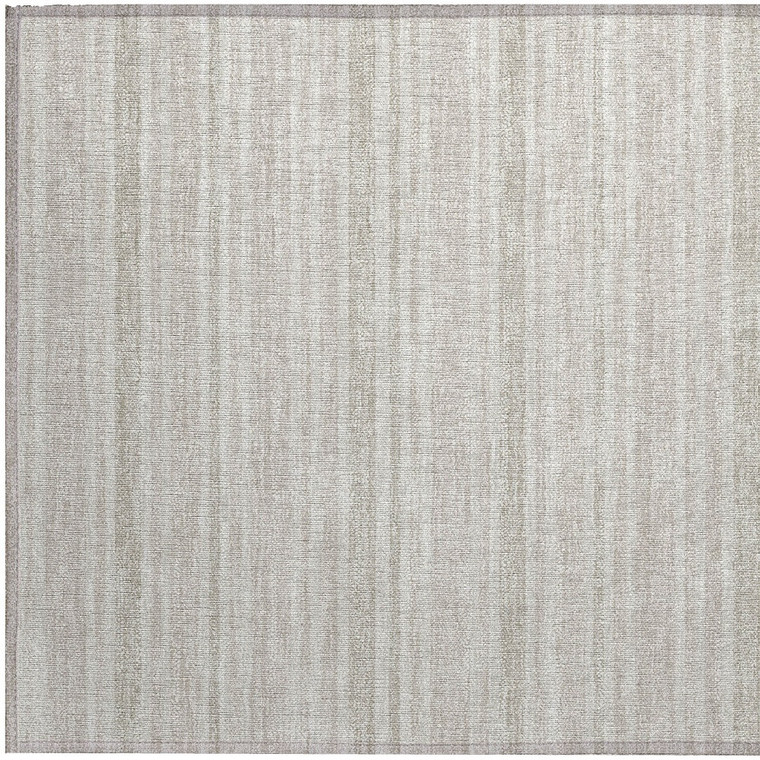 2' X 3' Ivory Striped Washable Non Skid Indoor Outdoor Area Rug