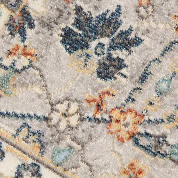 2' X 3' Blue and Orange Floral Stain Resistant Indoor Outdoor Area Rug - Blue, Orange