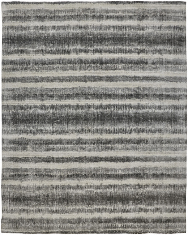 4' X 6' Gray and Black Abstract Hand Woven Area Rug
