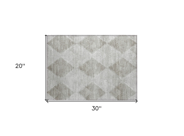 2' X 3' Gray Geometric Washable Non Skid Indoor Outdoor Area Rug - Gray