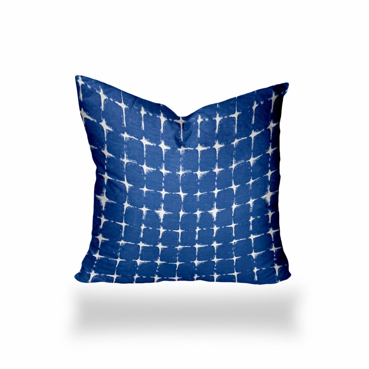 16" X 16" Blue And White Zippered Gingham Throw Indoor Outdoor Pillow Cover - 606114098201