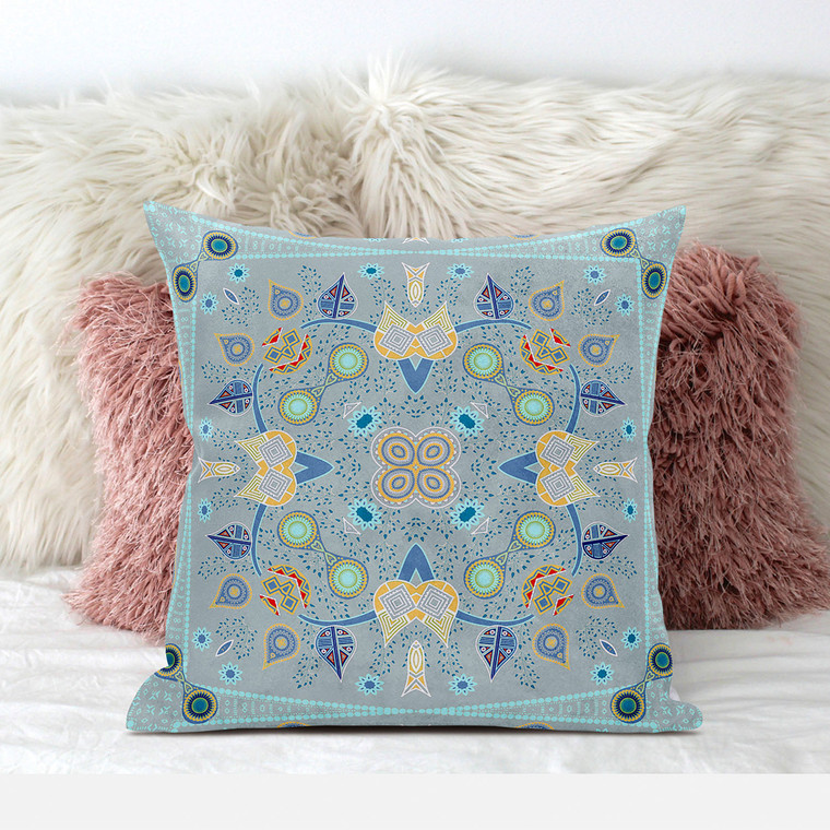 26" X 26" Light Yellow Blown Seam Floral Indoor Outdoor Throw Pillow - 606114676867