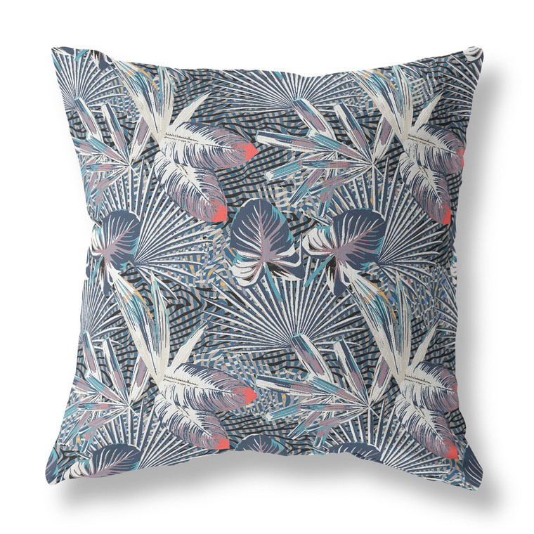 26” Purple Indigo Tropical Indoor Outdoor Throw Pillow