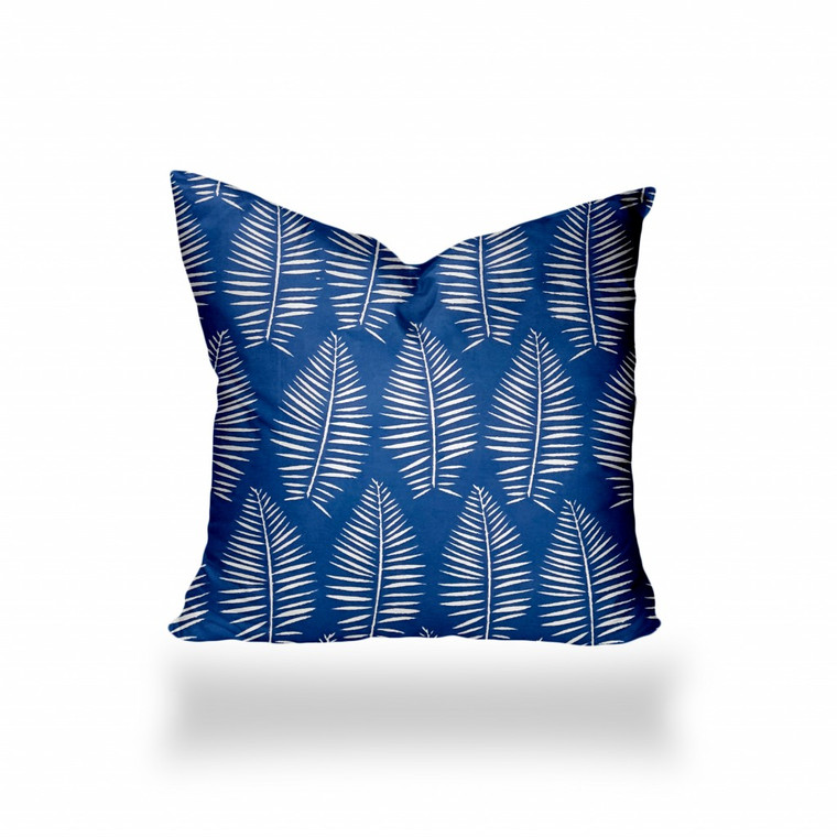 20" X 20" Blue And White Enveloped Tropical Throw Indoor Outdoor Pillow Cover - 606114097440