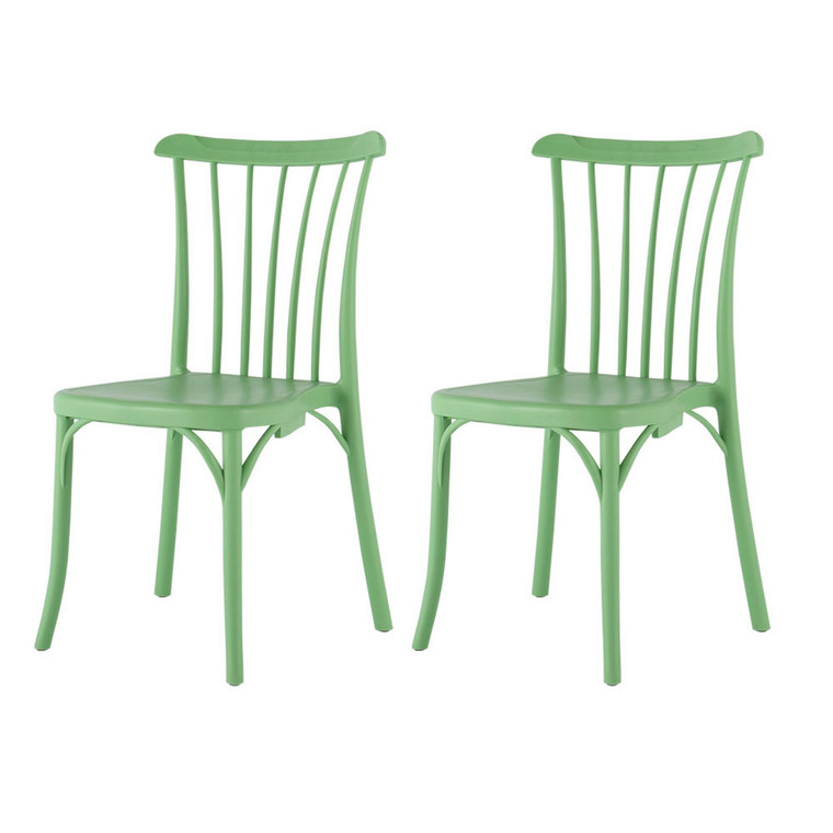 Set of Four 22" Green Heavy Duty Plastic Outdoor Stacking Dining Chairs