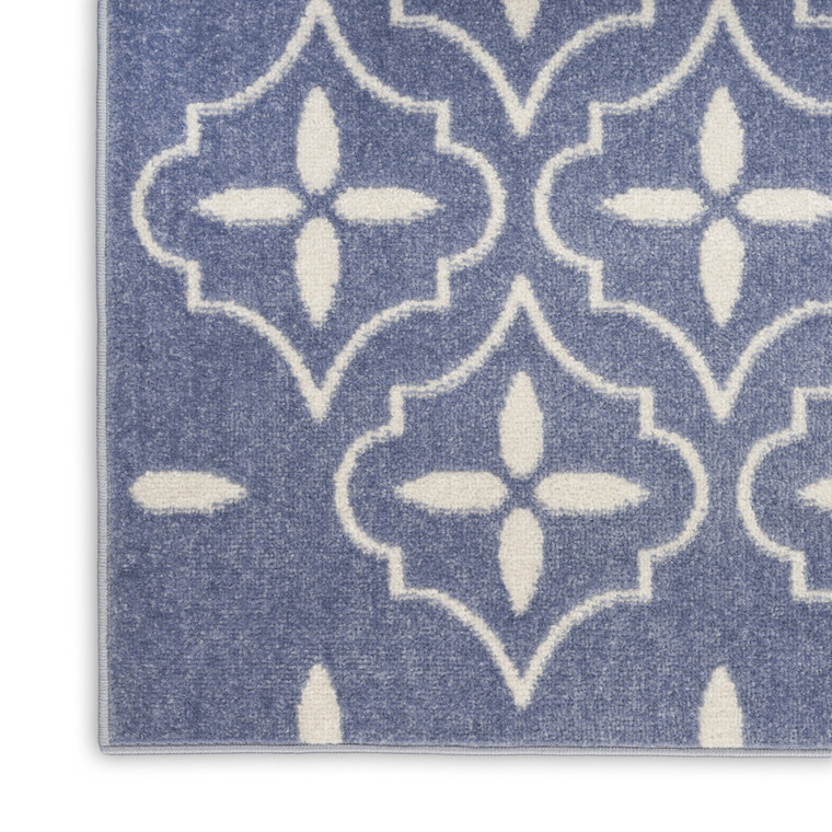 5' X 7' Blue And Ivory Geometric Indoor Outdoor Area Rug - Blue, Ivory