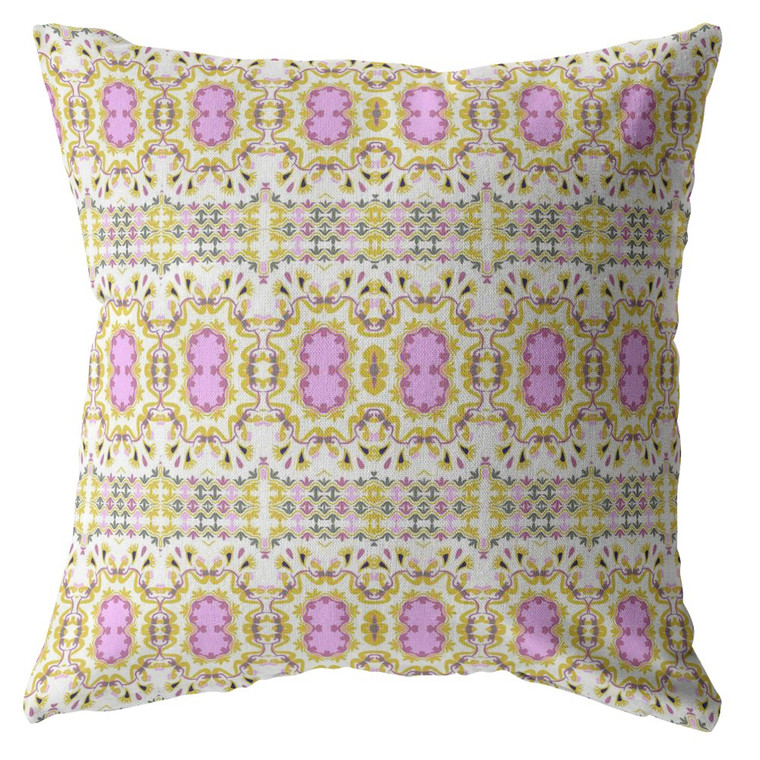 26” Yellow Lavender Geofloral Indoor Outdoor Throw Pillow