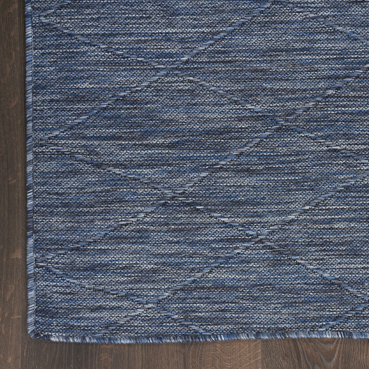 10' X 14' Navy Blue And Ivory Geometric Indoor Outdoor Area Rug