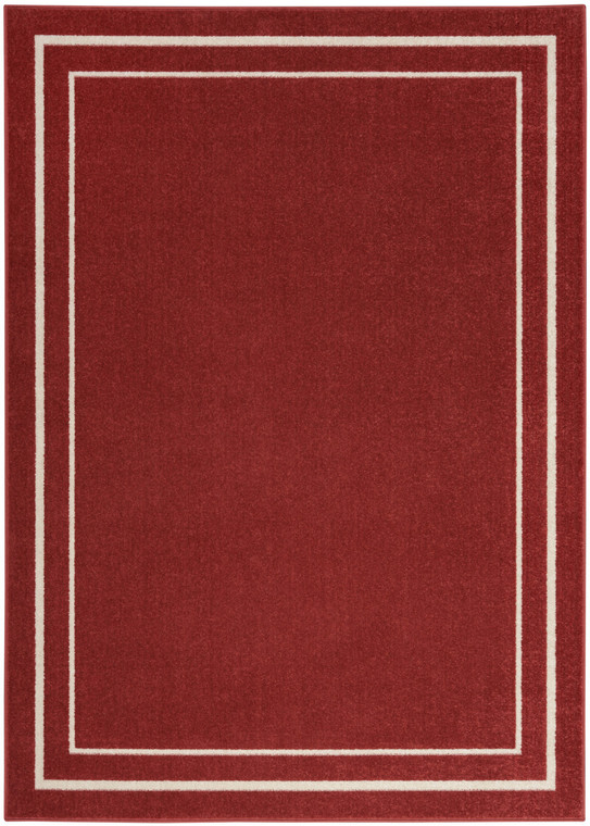 5' X 7' Brick Red And Ivory Indoor Outdoor Area Rug
