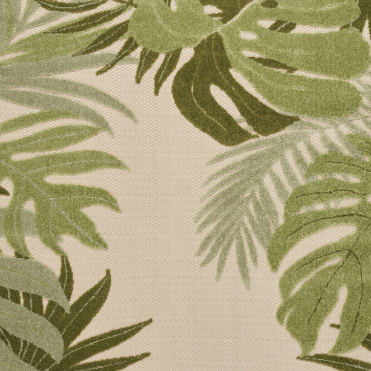 6' X 9' Ivory And Green Palm Leaf Indoor Outdoor Area Rug - Ivory, Green