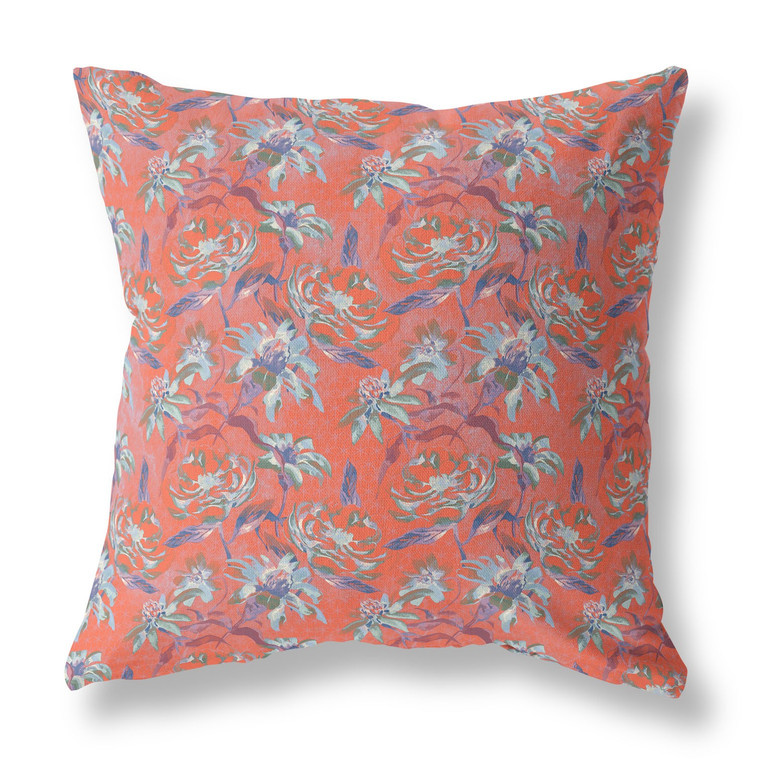 26” Orange Roses Indoor Outdoor Throw Pillow