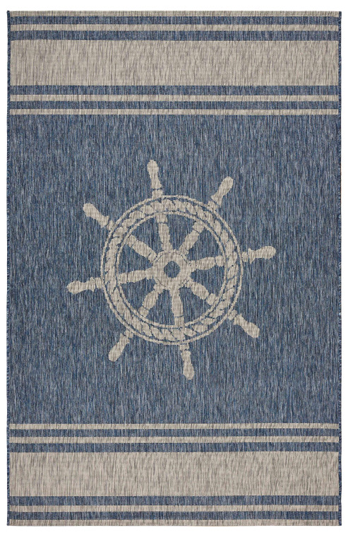 8' X 9' Blue And Gray Indoor Outdoor Area Rug