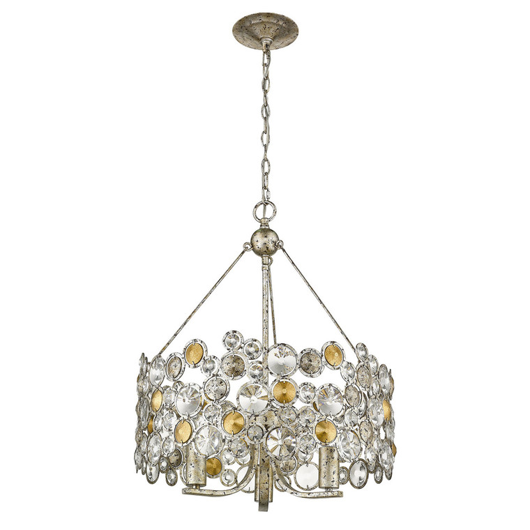 Vitozzi 3-Light Antique Silver Leaf Chandelier - 808230008823