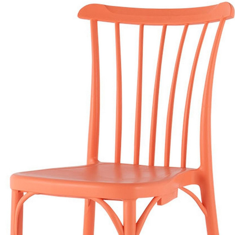 Set of Four 22" Salmon Heavy Duty Plastic Outdoor Stacking Dining Chairs