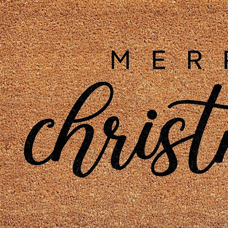 17" X 29" Natural and Black Coir Merry Christmas Outdoor Christmas Door Mat