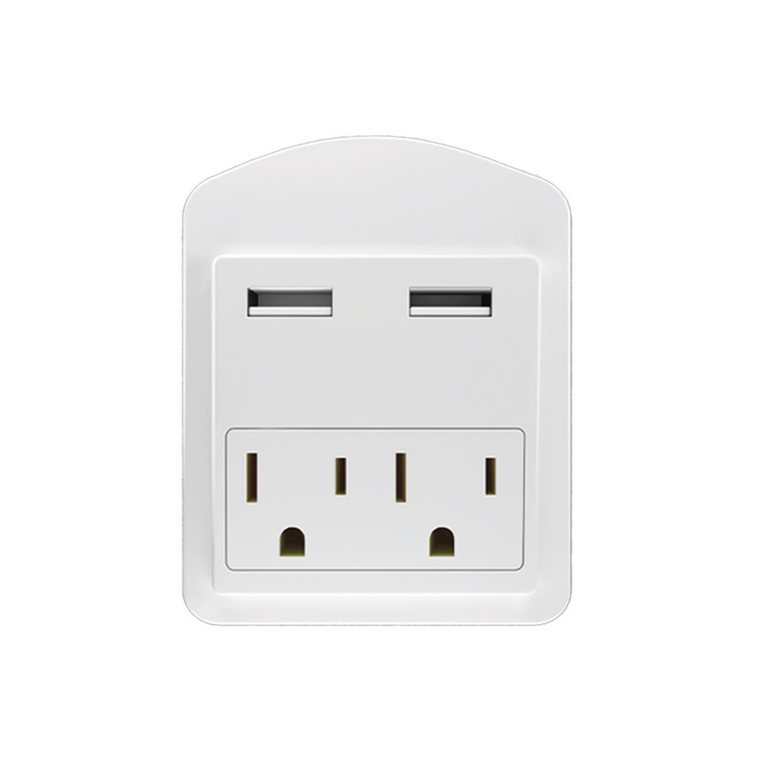 Travel AC Charger 2 Outlet 2 USB Ports 2.4A with 540 Joules Surge Protection