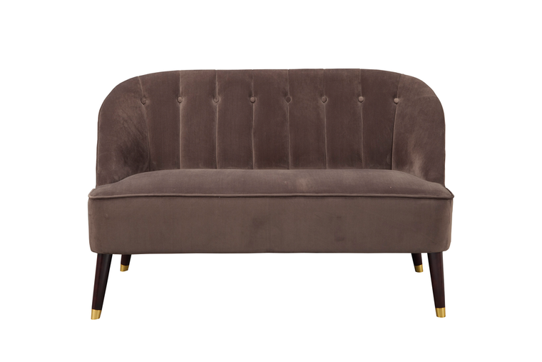 Deco Brown Button Tufted Upholstered Bench