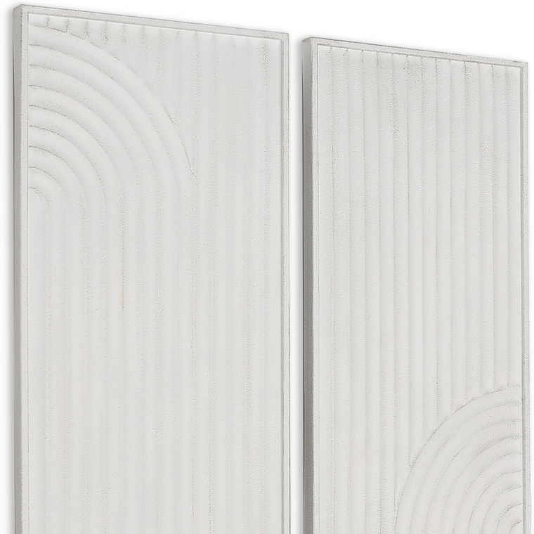 Set of Two White Metal Abstract Hanging Dimensional Sculptures
