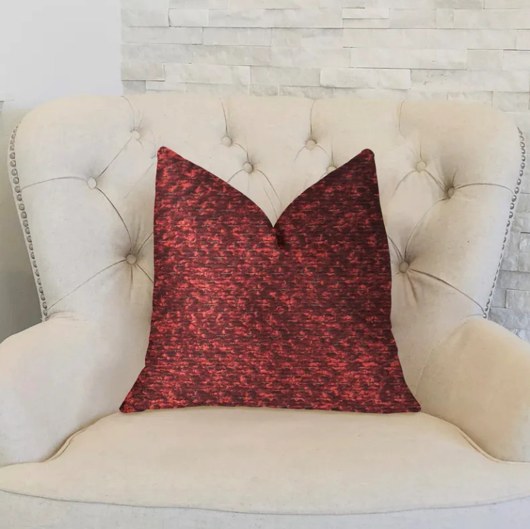 Plutus Hibiscus Burgundy Red Luxury Throw Pillow