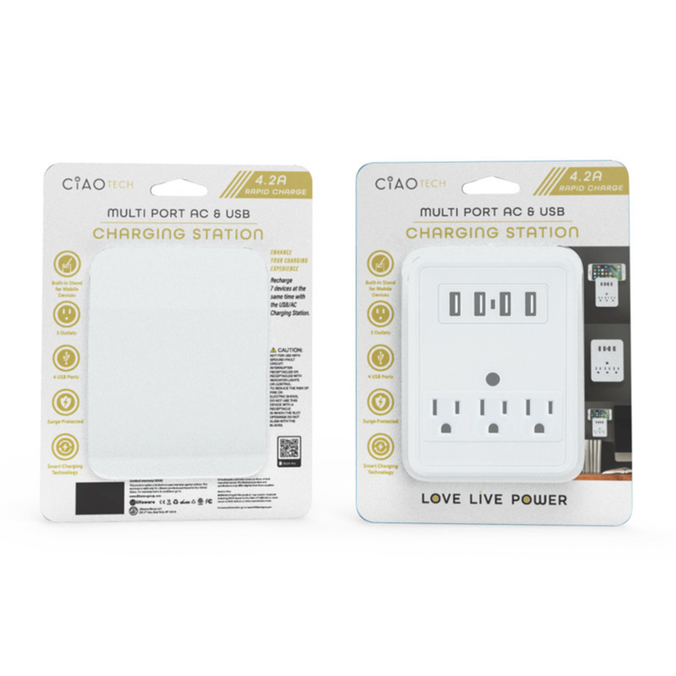 3 Outlet 4 USB with 540 Joules Surge Protection
