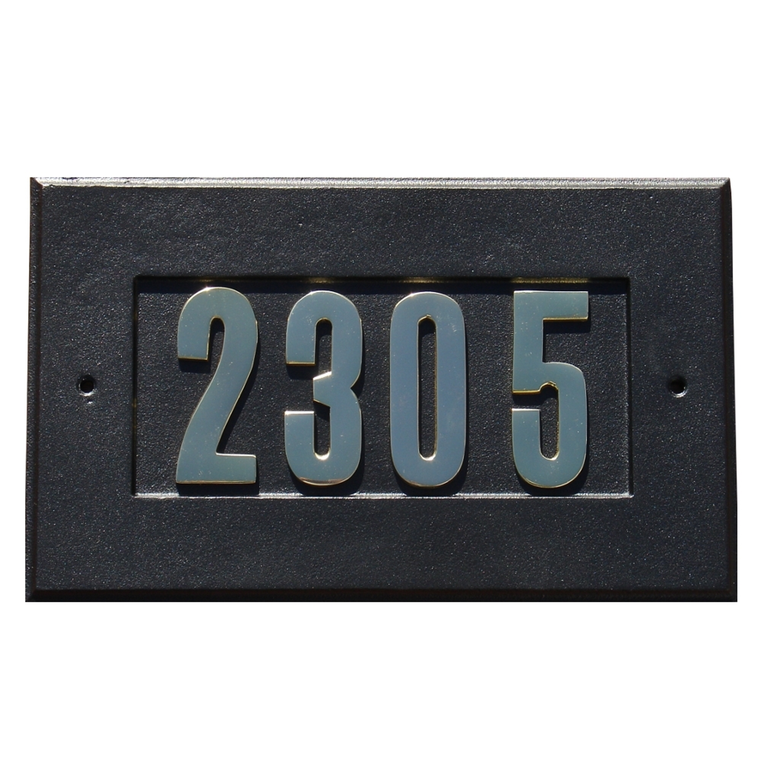 Manchester Address Plate with 3" Gold Brass Numbers  (Numbers Included)
