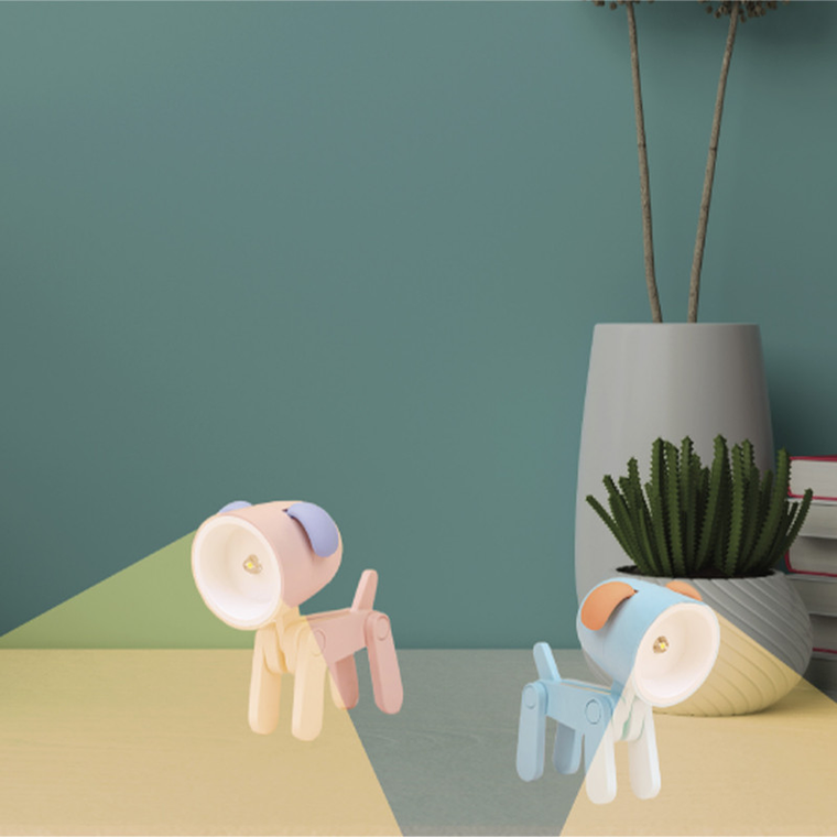 Mini Dog Shape LED Desk Lamp & Device Holder - Pink
