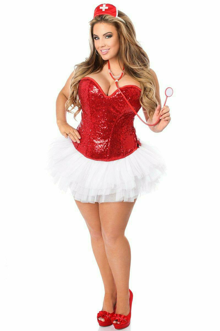 Top Drawer Sequin Nurse Corset Costume