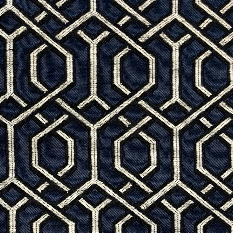 Plutus Midnight Padlock Blue, Black and Beige Luxury Throw Pillow