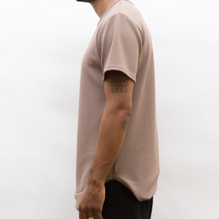 SEAMED SCALLOP TEE- SAND
