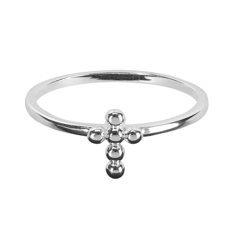 Ring Ball Cross Silver Plated Size 6