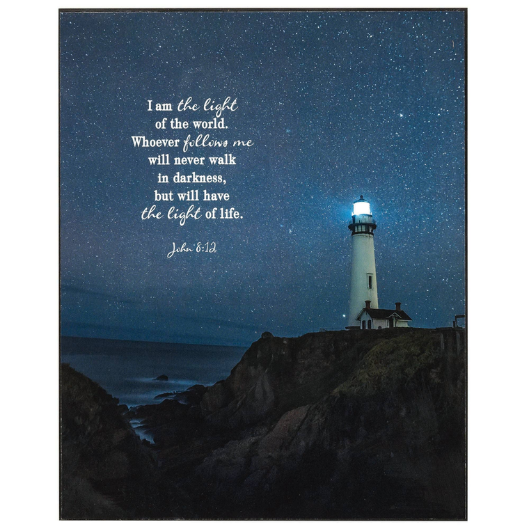 Plaque Wall Lighthouse John 8:12 Mdf