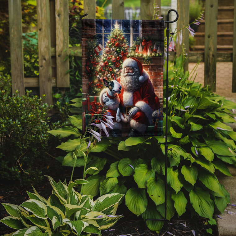 English Bull Terrier and Santa Claus Garden Flag