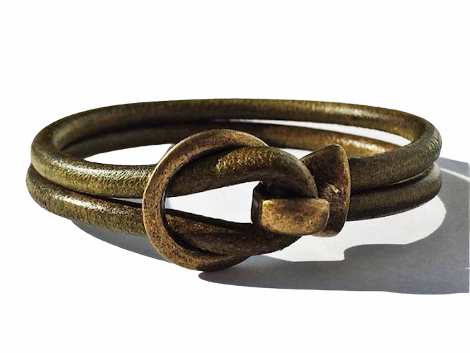 Smooth Leather with Brass/Silver Buckle Bracelet